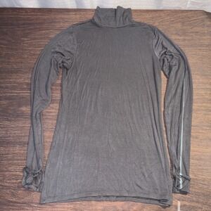 Spanx Long Sleeve Mock Neck Women's Large Layering Shirt Gray Modal